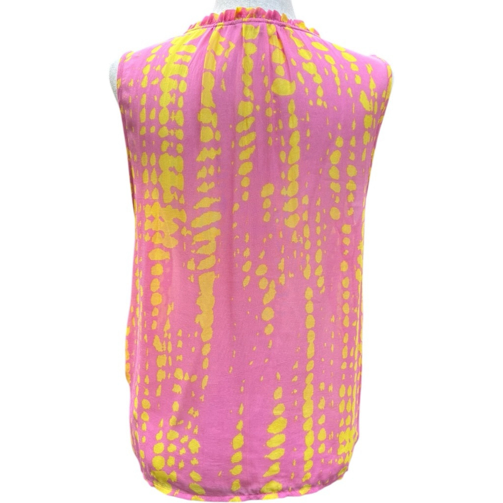 Vibrant Esqualo Boho Embroidered Tassel Top Shirt Yellow Sleeveless Festival 4 - Picture 6 of 10